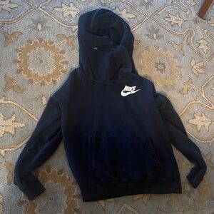 Nike Navy Pullover Hoodie with White Swoosh (funnel) $30 M